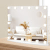 Vanity mirror with 18 dimmable LED bulbs, featuring 3 color lighting modes, perfect for makeup application.