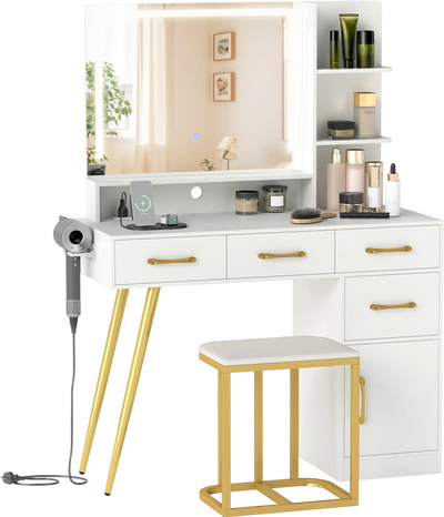 Costway Vanity Set w/ Mirror & Lights Adjustable Brightness 15526309 New