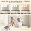 Large vanity mirror with adjustable LED light in cool, warm, and yellow tones for perfect makeup application.