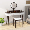 Makeup Vanity Table Set with LED Mirror and 3 Spacious Drawers-White-Brown - Gallery View 1 of 9