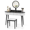 Three spacious drawers of the Makeup Vanity Table Set in white and black, showcasing exquisite handles and ample.