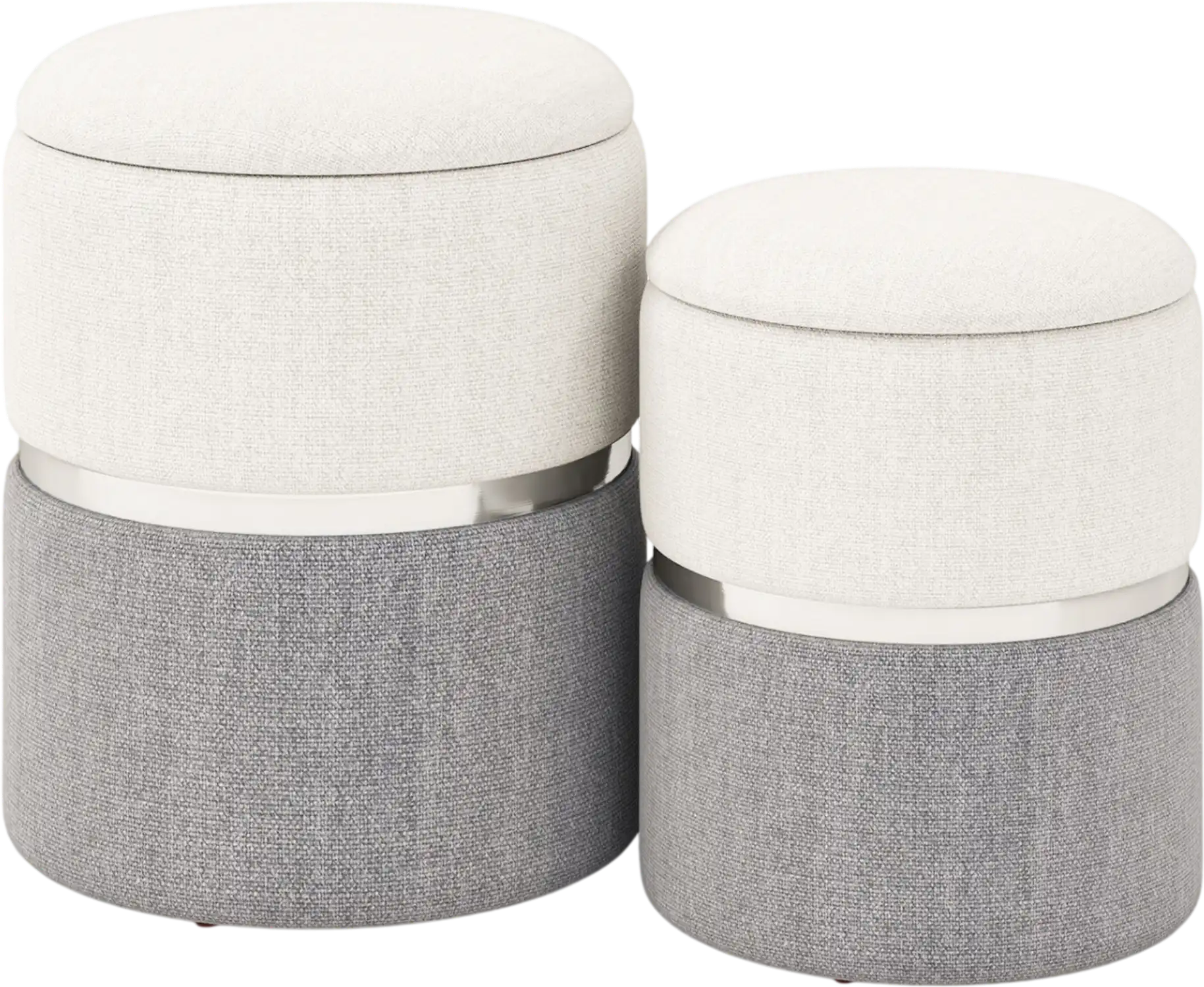Costway Storage Ottoman Set of 2 Velvet Linen Fabric 71652438 New