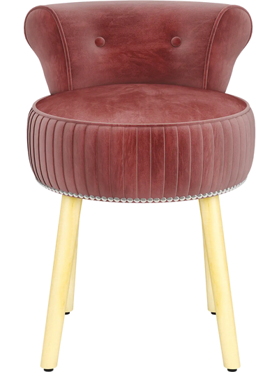 Costway Velvet Vanity Chair Upholstered Tufted Low Back Solid Wood Legs 73238146 New