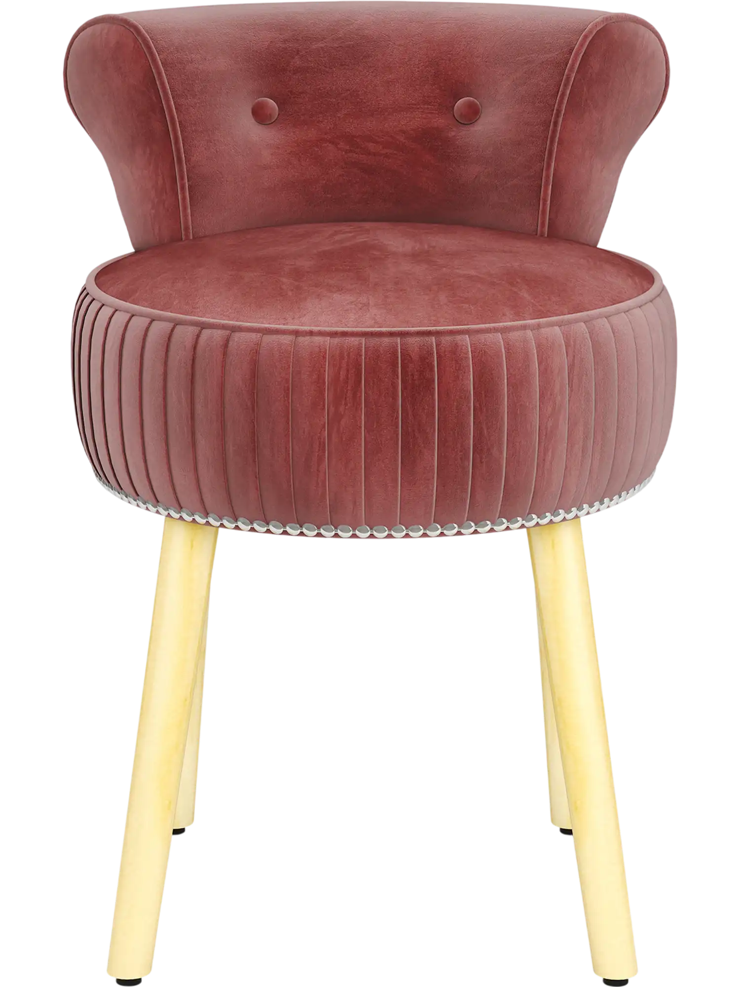 Costway Velvet Vanity Chair Tufted Low Back Stool Solid Wood Legs 73238146 New