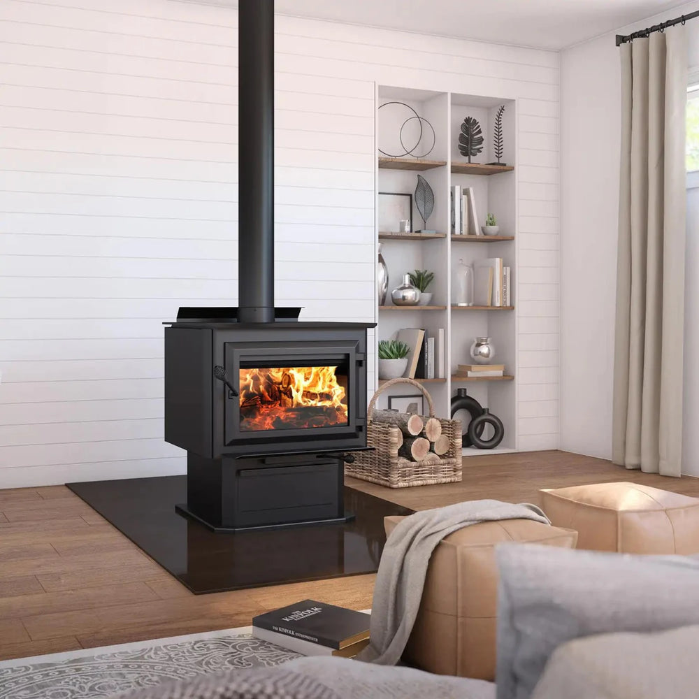 Ventis HES350 Wood Stove on Pedestal 3.5 Cubic Foot 110,000 BTU 2,700 Sq. Ft New