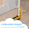Vertical lifting bed rail for toddlers with 4 adjustable heights, accommodating mattress thickness from 2" to 9".