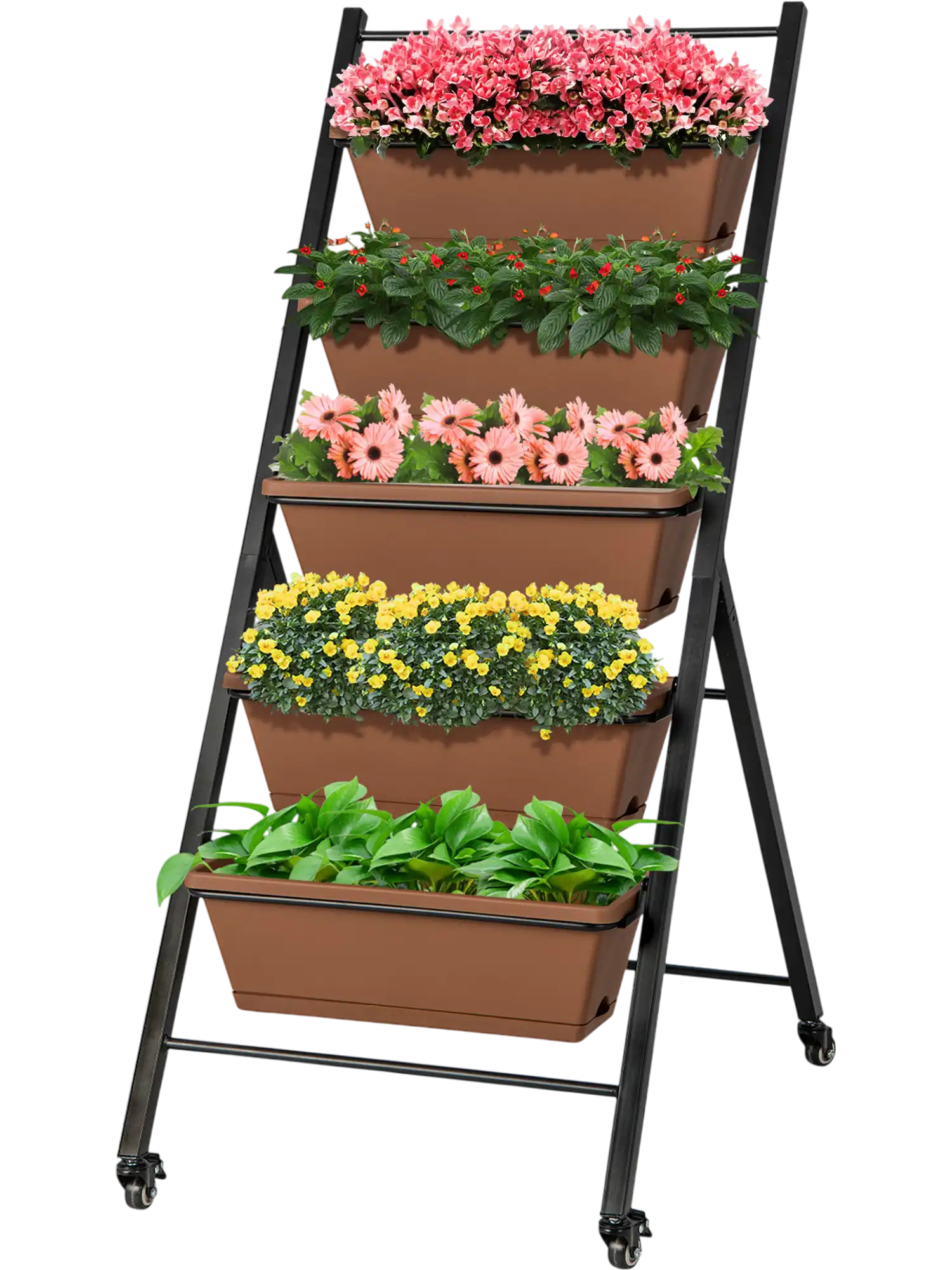 Costway 5-Tier Raised Garden Bed w/ Wheels & Planter Boxes 57948126 New