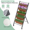 5-tier vertical raised garden bed with wheels, brown planter boxes, durable metal frame, ideal for indoor or outdoor.