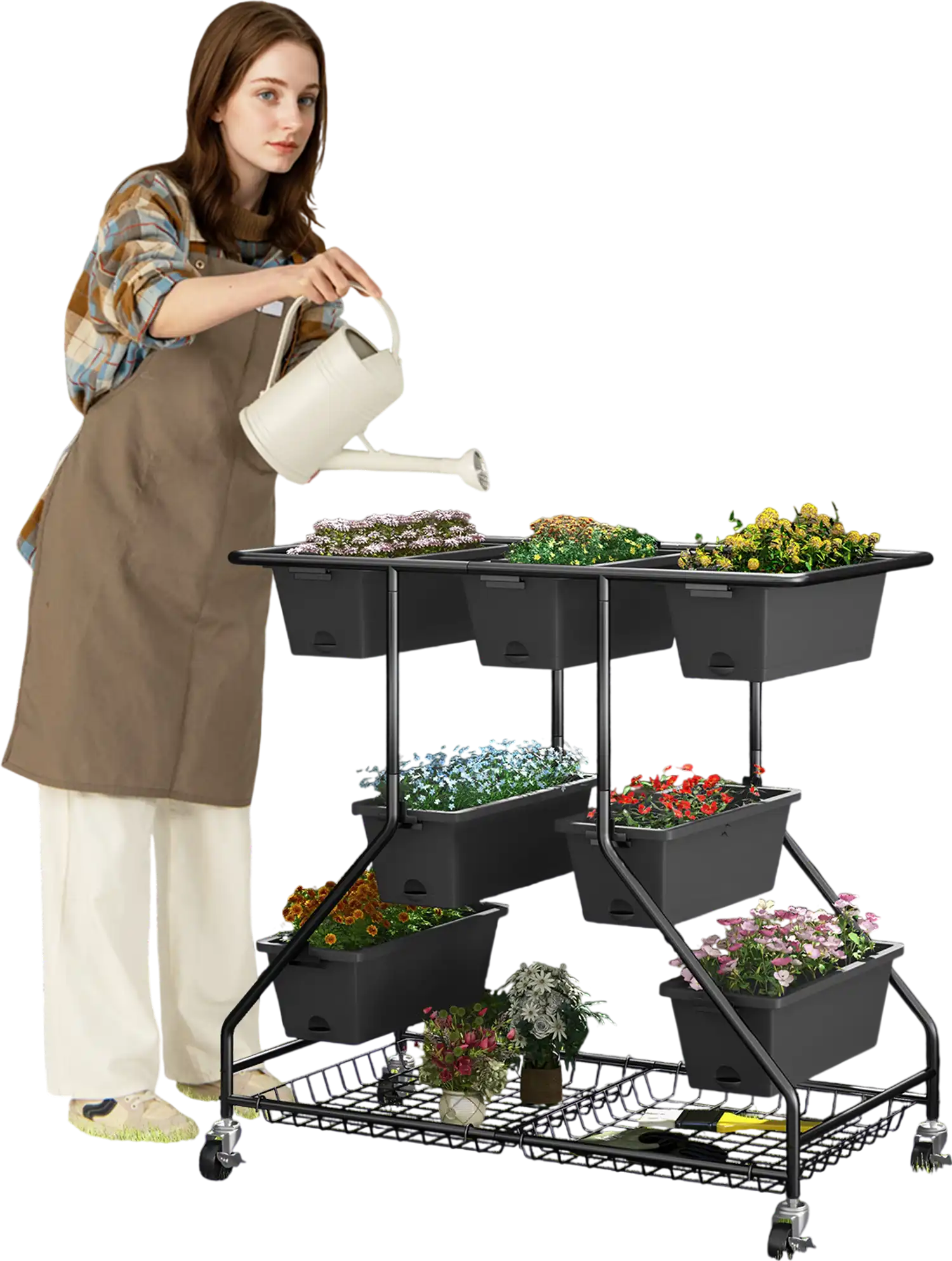 Costway Vertical Raised Garden Bed 7 Planter Boxes Storage Baskets 74836521 New
