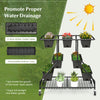 Vertical raised garden bed in black with 7 planter boxes and 2 storage baskets, designed for optimal plant growth and.