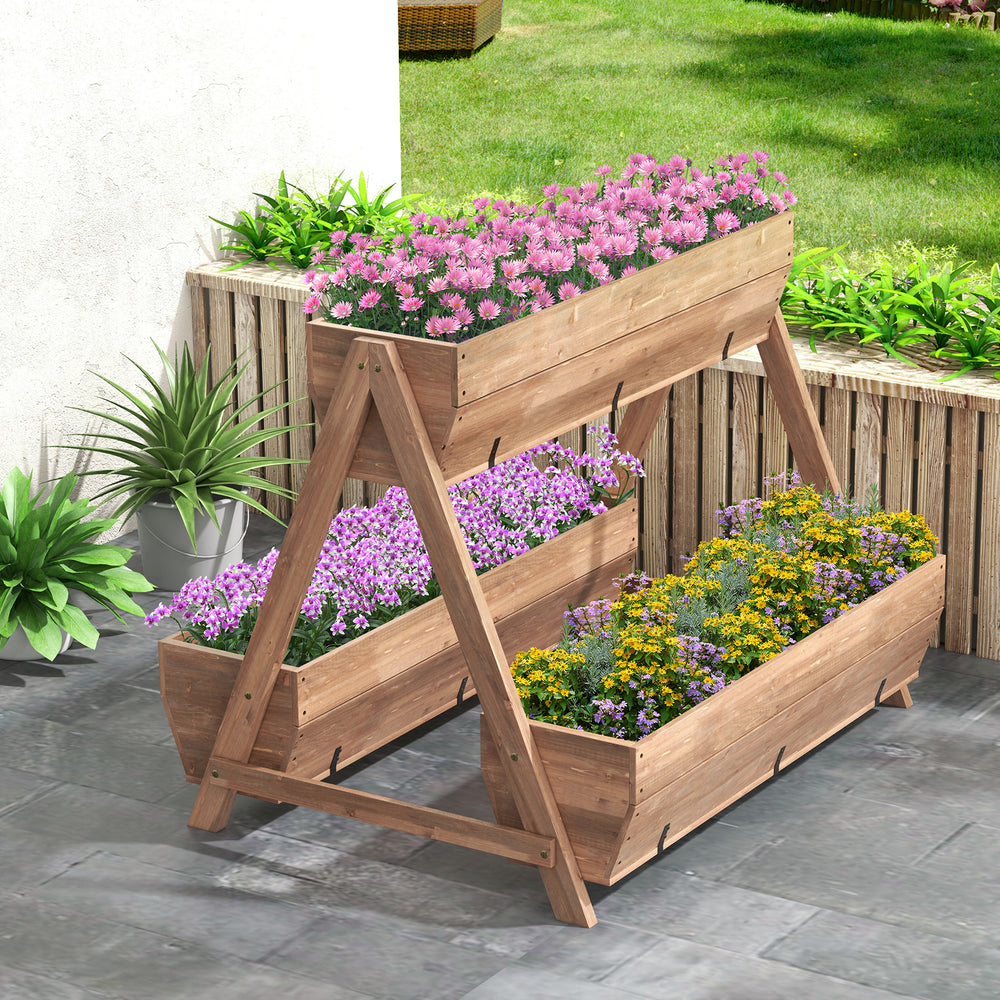 Vertical Raised Garden bed with 3 Wooden Planter Boxes-L - Gallery View 1 of 10