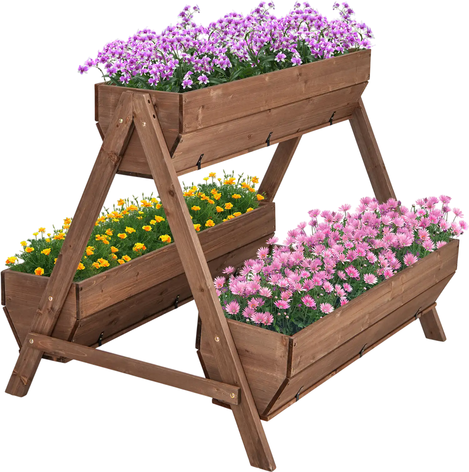 Costway Freestanding Vertical Raised Garden Bed 3 Wooden Planter Boxes 73248159 New