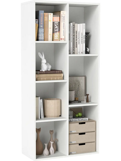 Costway 7-Compartment Freestanding Bookshelf Bookcase Vertical Horizontal 66526343 New