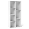 Freestanding white bookshelf with 7 compartments, suitable for vertical or horizontal placement, perfect for books and.