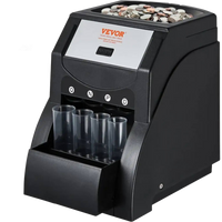 VEVOR USD Coin Sorter, Coin Sorter Machine for USD Coin 1￠ 5￠ 10￠ 25￠, Sorts up to 230 Coins/min, Coin Sorter and Wrapper Machine Holds 200 Coins Included 4 Coin Tubes, Black