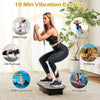 Vibration plate exercise machine in black for weight loss, featuring 10 speed intensities and compact design for home.