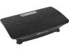 Vibration plate exercise machine in black with remote control, featuring 10 speed levels for personalized workouts.