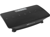 Vibration plate exercise machine in black with remote control, featuring 10 speed levels for personalized workouts.