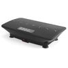 Vibration plate exercise machine in black with gravity sensor, 10 speed levels, and non-slip surface for home workouts.