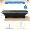 Vibration plate exercise machine in black, featuring dimensions of 22" x 5" x 13", supports up to 440 lbs for home.