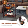 Vintage globe rolling wine bar cart with extra shelf and 360° swiveling wheels for easy mobility and storage.