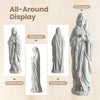Virgin Mary statue in gray, 29.5 inches tall, showcasing serene details for outdoor religious decoration.