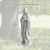 29.5-inch Virgin Mary statue in gray, made from magnesium oxide, ideal for outdoor religious decoration.