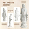 Virgin Mary statue in aged white finish, 29.5 inches tall, showcasing serene expression for outdoor religious decor.