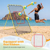 Volleyball rebounder net with adjustable angles, featuring a 7 ft x 4 ft PE netting for outdoor practice and accuracy.