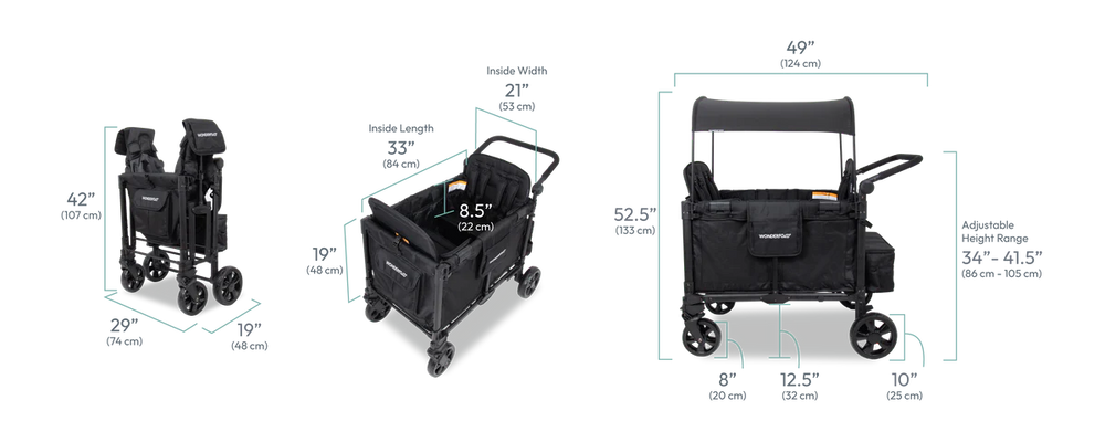WonderFold W4 Elite Pro Stroller Wagon Push/Pull 4-Passenger Quad Stroller New
