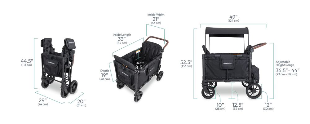 WonderFold W4 Luxe Pro Stroller Wagon Push/Pull 4-Passenger Quad Stroller New
