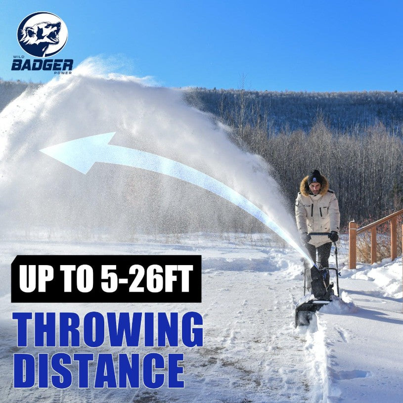 Wild Badger WB40VSNBL2 Cordless Snow Blower 20" 40V Dual 4.0Ah Batteries and LED Headlight New