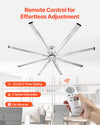 Vevor Ceiling Fan 96" 8 Blade No Light 6-Speed Remote Control Reversible Flush Mount New