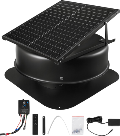 Vevor Solar Roof Attic Exhaust Fan 50W with Thermostat and Remote Control New