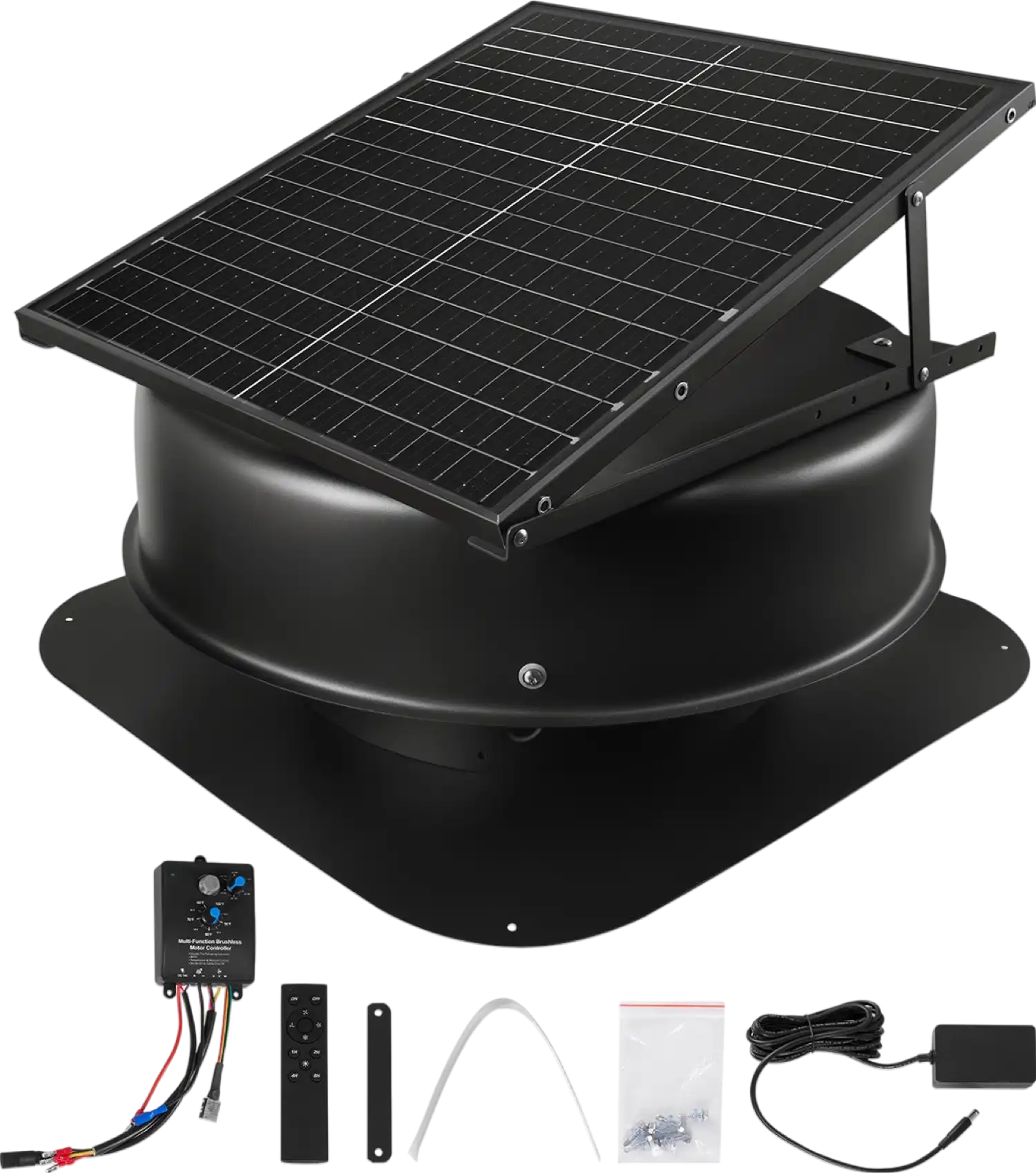Vevor Solar Roof Attic Exhaust Fan 50W with Thermostat and Remote Control New
