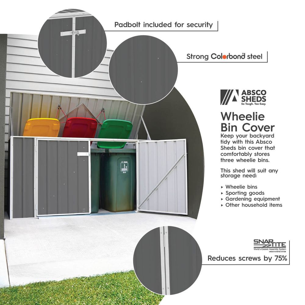 Absco Utility Bin Cover 7 x 3 Ft Metal Storage Shed Galvanized Steel New