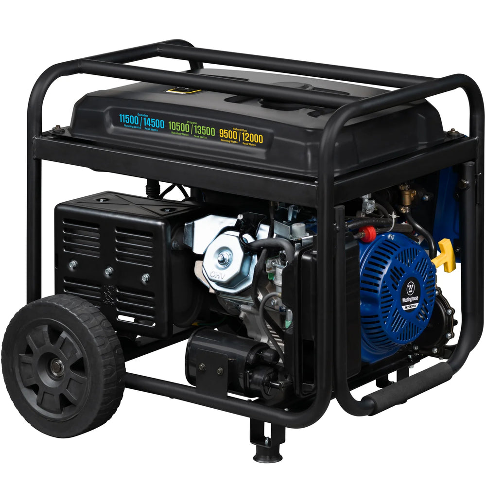 Westinghouse WGen11500TFc Tri-Fuel Generator 11500W/14500W CO Sensor 50 Amp Remote Start New