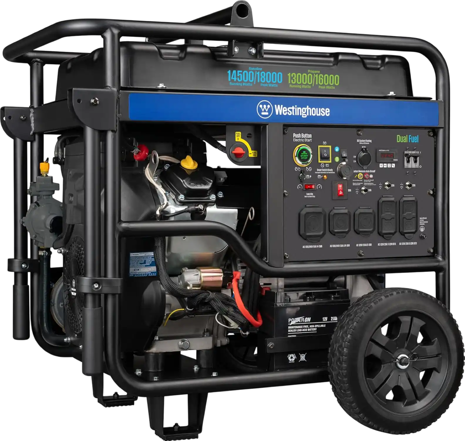 Westinghouse WGen14500DFc 14500W/18000W Generator Dual Fuel Gas Propane 50 Amp CO Sensor Remote Start New