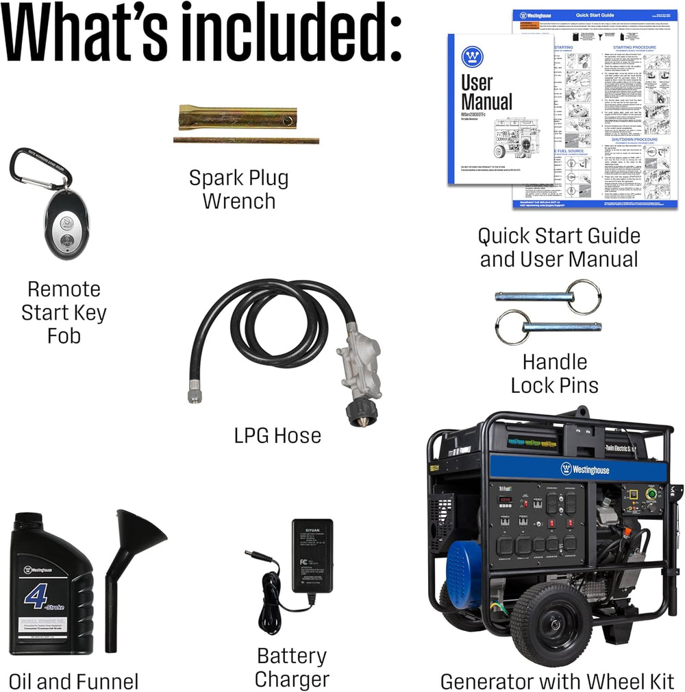 Westinghouse WGen20000TFc 20000W/28000W Generator Tri-Fuel 50A Gasoline Liquid Propane Natural Gas CO Sensor Remote Start New