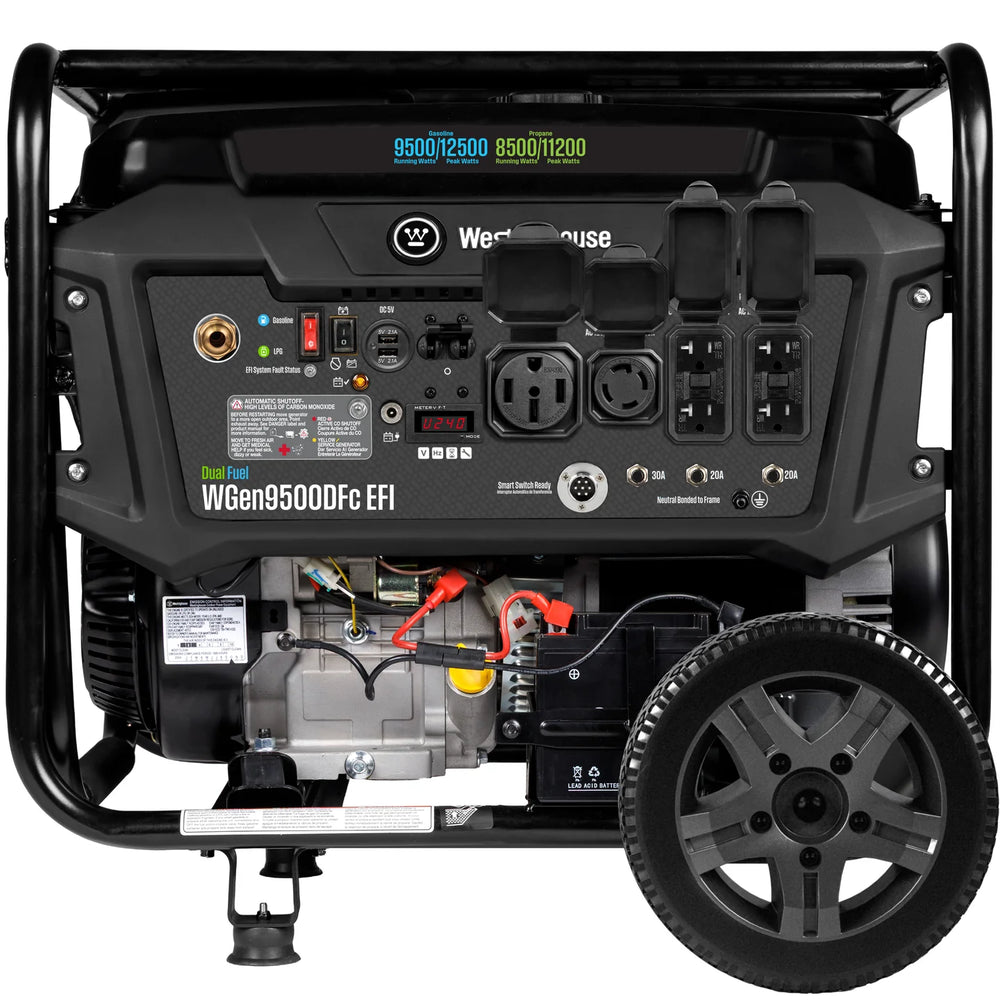 Westinghouse WGen9500DFc EFI Generator 9500/12500W Dual Fuel Gas Propane 50A Remote Start CO Sensor CARB New