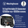 Westinghouse WGen9500TFc EFI Generator 9500/12500W Tri Fuel Gas Propane Natural Gas 50A Remote Start CO Sensor CARB New
