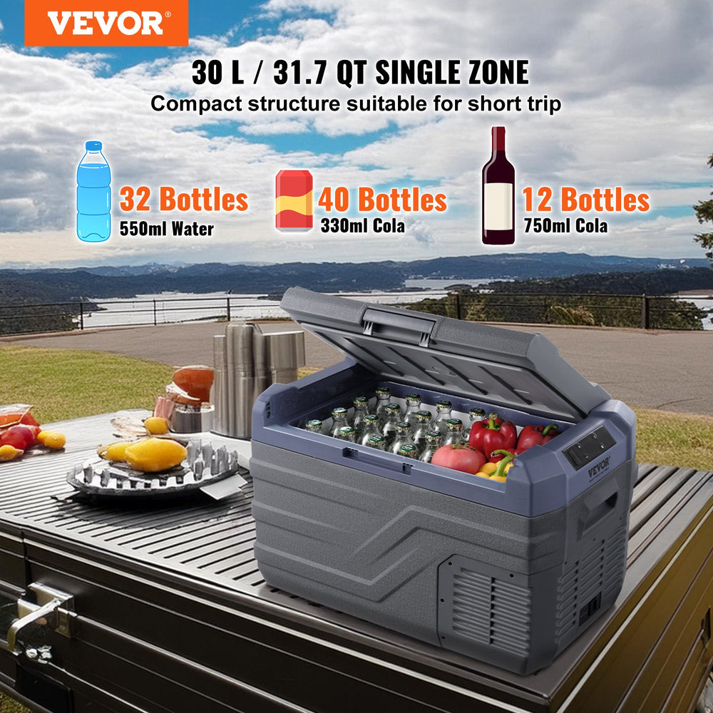 Vevor Car Refrigerator and Freezer 31.7 Qt Portable Single Zone -4°F to 68°F Adjustable Temperature New