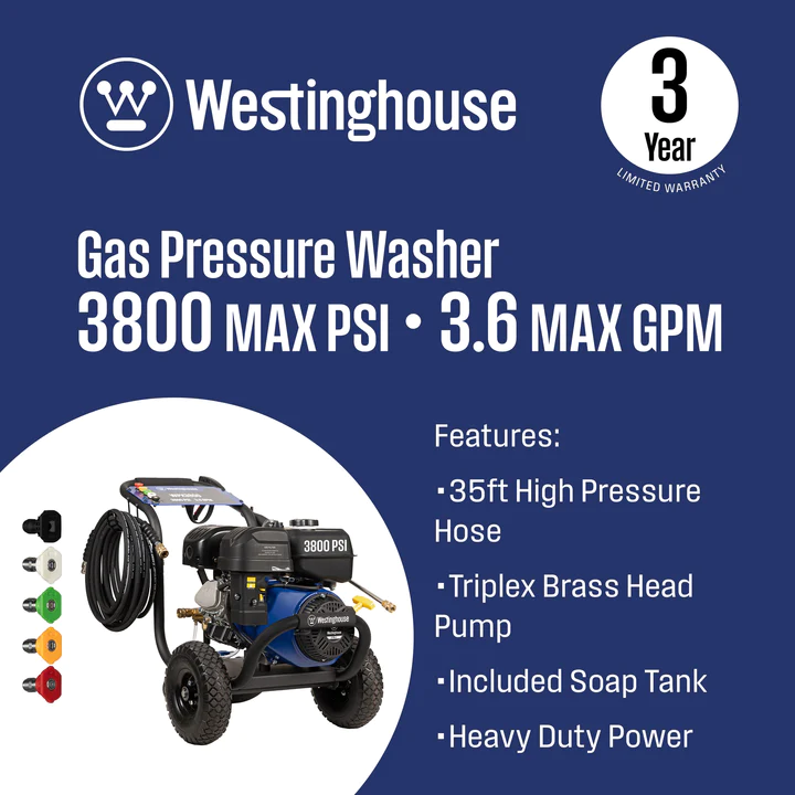 Westinghouse WPX3800 Pressure Washer 3800 PSI 3.6 GPM Gas New