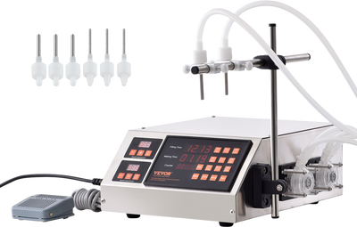 Vevor Liquid Filling Machine 5-650mL Bottle Filler Capacity Dual Nozzle Peristaltic Pump New