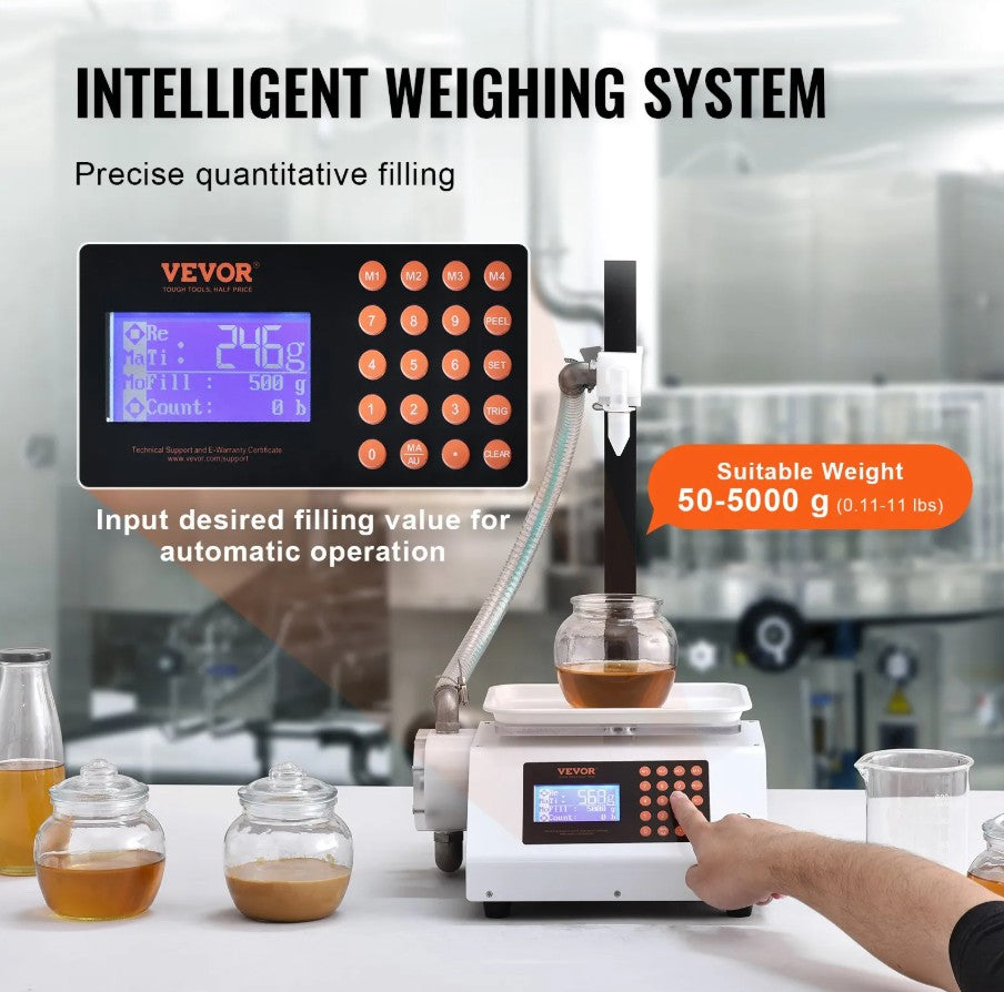 Vevor Liquid Filling Machine 0.11-11 Lbs with Digital Control and Gear Pump Single Nozzle New