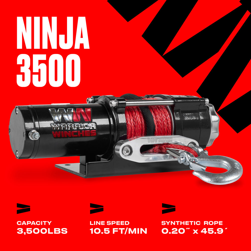 Warrior Winches Ninja Electric Winch 3500 Lbs 12-Volt Synthetic Rope New