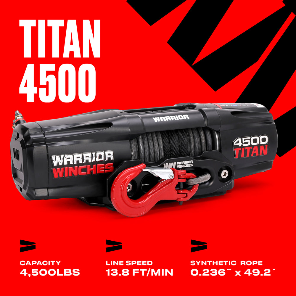 Warrior Winches Titan Electric Winch 4,500 Lb 12-Volt Synthetic Rope New