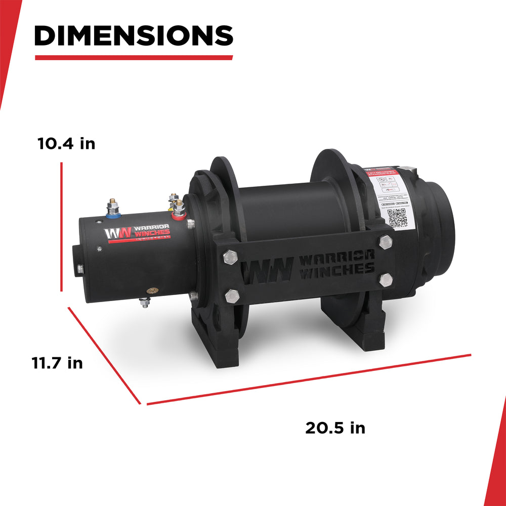 Warrior Winches EH4000 Industrial Hoist 12-Volt 6.1 HP Motor 4000 Lb Capacity New