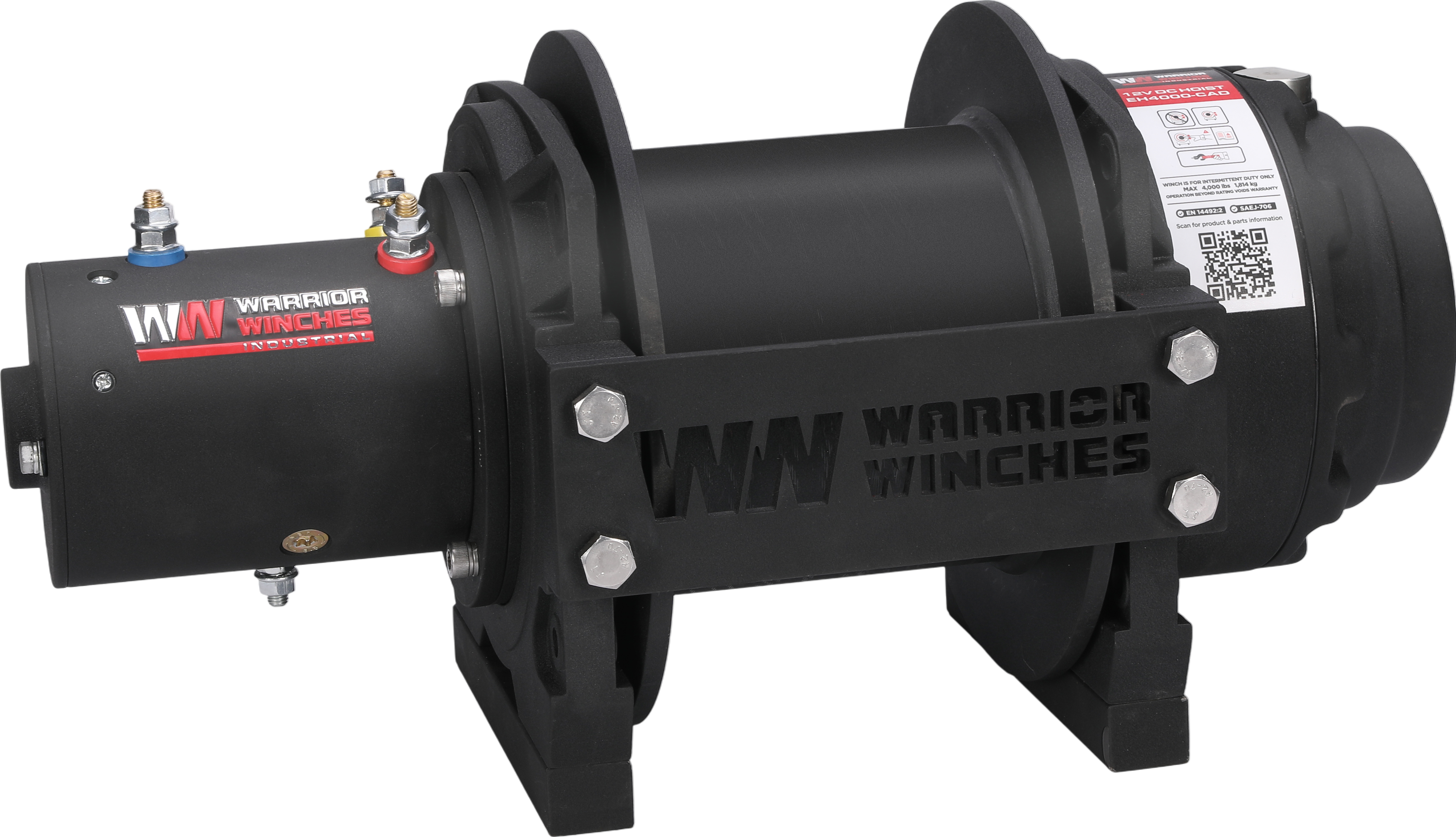 Warrior Winches EH4000 Industrial Hoist 12-Volt 6.1 HP Motor 4000 Lb Capacity New