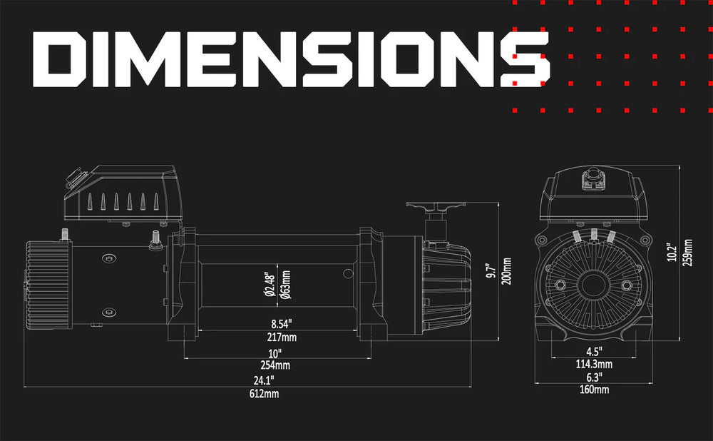 Warrior Winches T1000 Electric Winch 14,500 Lb Severe Duty 12-Volt Synthetic Rope New